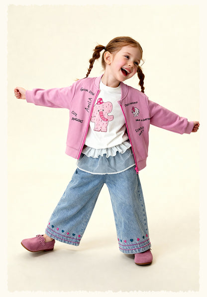 カーディガン・パーカー Cartoon Graffiti Baseball Jacket 落書きプリントジップアップブルゾン【mh0011986】