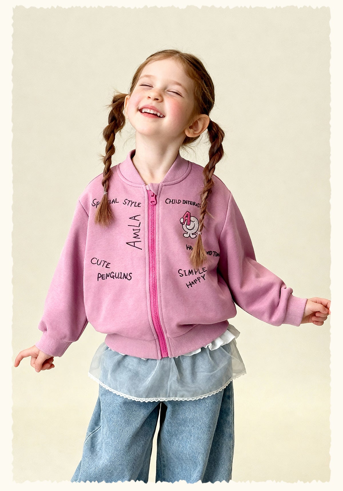 カーディガン・パーカー Cartoon Graffiti Baseball Jacket 落書きプリントジップアップブルゾン【mh0011986】