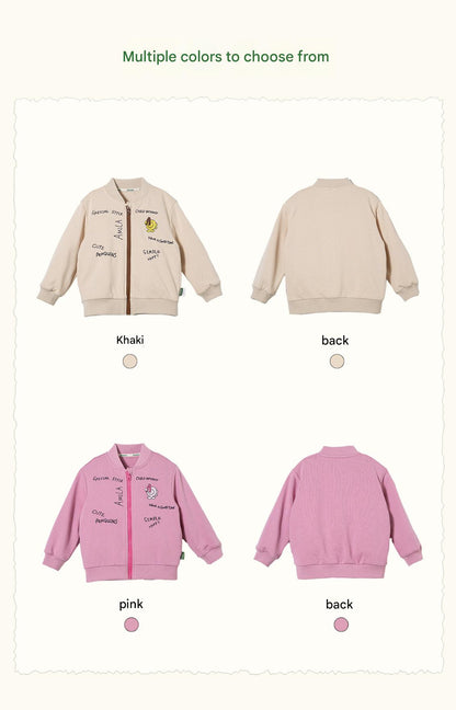 カーディガン・パーカー Cartoon Graffiti Baseball Jacket 落書きプリントジップアップブルゾン【mh0011986】