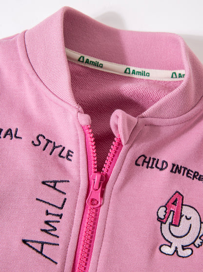 カーディガン・パーカー Cartoon Graffiti Baseball Jacket 落書きプリントジップアップブルゾン【mh0011986】