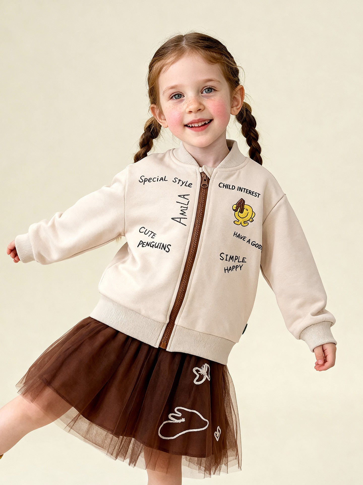 カーディガン・パーカー Cartoon Graffiti Baseball Jacket 落書きプリントジップアップブルゾン【mh0011986】