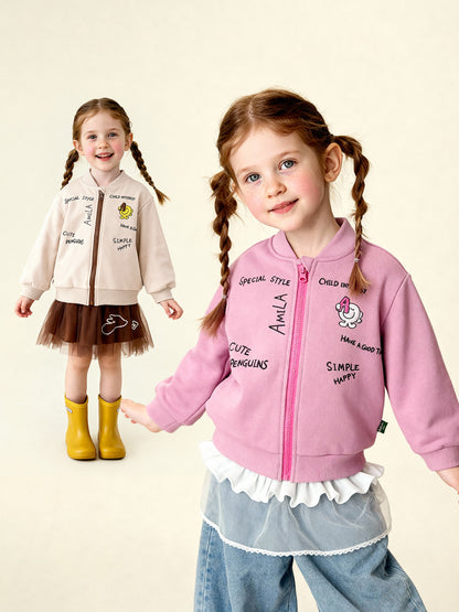 カーディガン・パーカー Cartoon Graffiti Baseball Jacket 落書きプリントジップアップブルゾン【mh0011986】