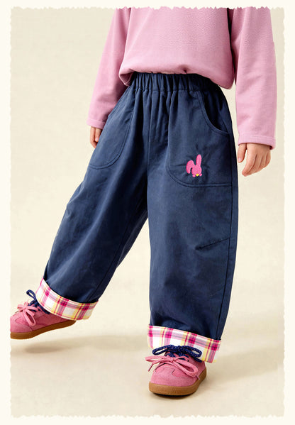 ロングパンツ・スウェットパンツ Cartoon Plaid Cuffed Loose Pants チェック柄ロールアップパンツ【mh0011979】