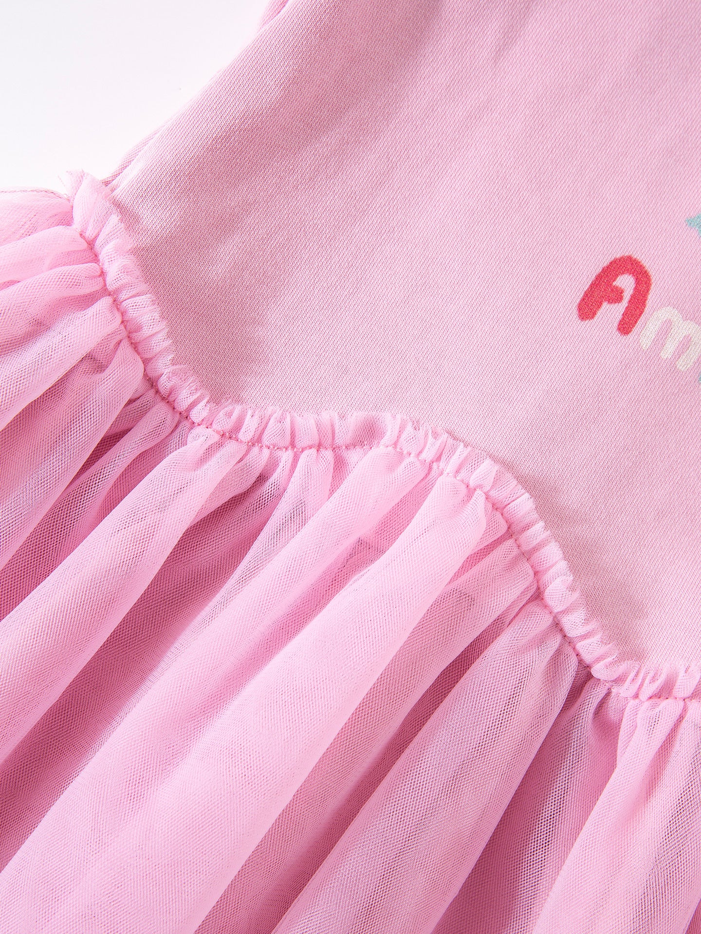 長袖ワンピース Cartoon Print Mesh Spliced Dress プリントチュールドッキングワンピース【mh0011984】