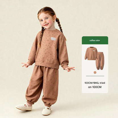 長袖セットアップ Coffee / 90cm Floral Sweatshirt Sweatpants Set 小花柄スウェットセットアップ【mh0011985】
