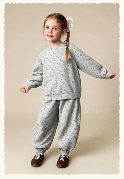 長袖セットアップ Floral Sweatshirt Sweatpants Set 小花柄スウェットセットアップ【mh0011985】