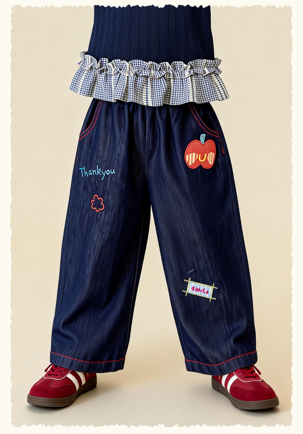 デニムパンツ Graffiti Embroidered Denim Pants 刺繍入りソフトデニムパンツ【mh0011974】