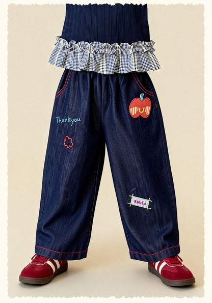 デニムパンツ Graffiti Embroidered Denim Pants 刺繍入りソフトデニムパンツ【mh0011974】
