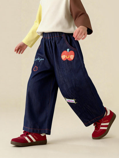 デニムパンツ Graffiti Embroidered Denim Pants 刺繍入りソフトデニムパンツ【mh0011974】