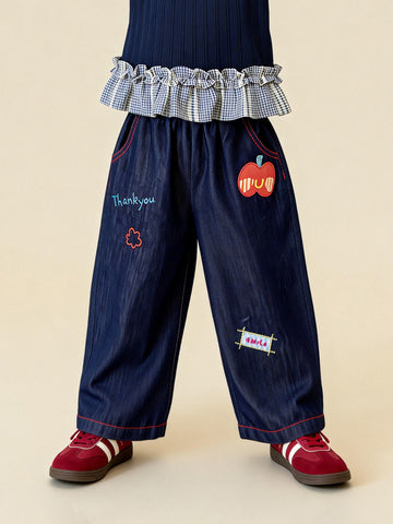 デニムパンツ Graffiti Embroidered Denim Pants 刺繍入りソフトデニムパンツ【mh0011974】
