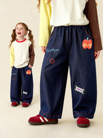 デニムパンツ Graffiti Embroidered Denim Pants 刺繍入りソフトデニムパンツ【mh0011974】