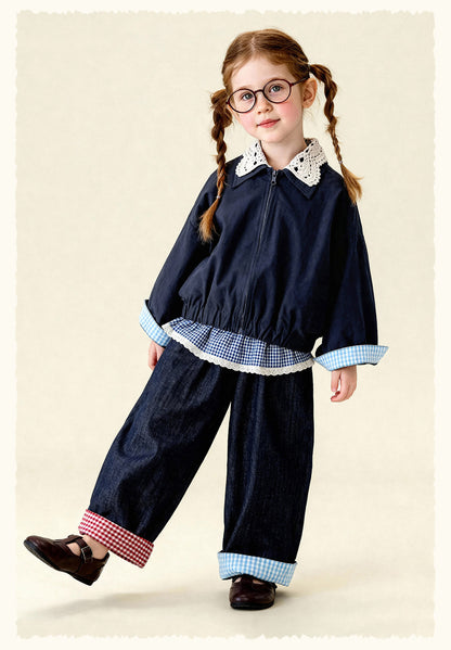 ショートコート・ジャケット・ジャンパー Patchwork Check Retro Loose Jacket パッチワークチェック柄ジャケット【mh0011972】