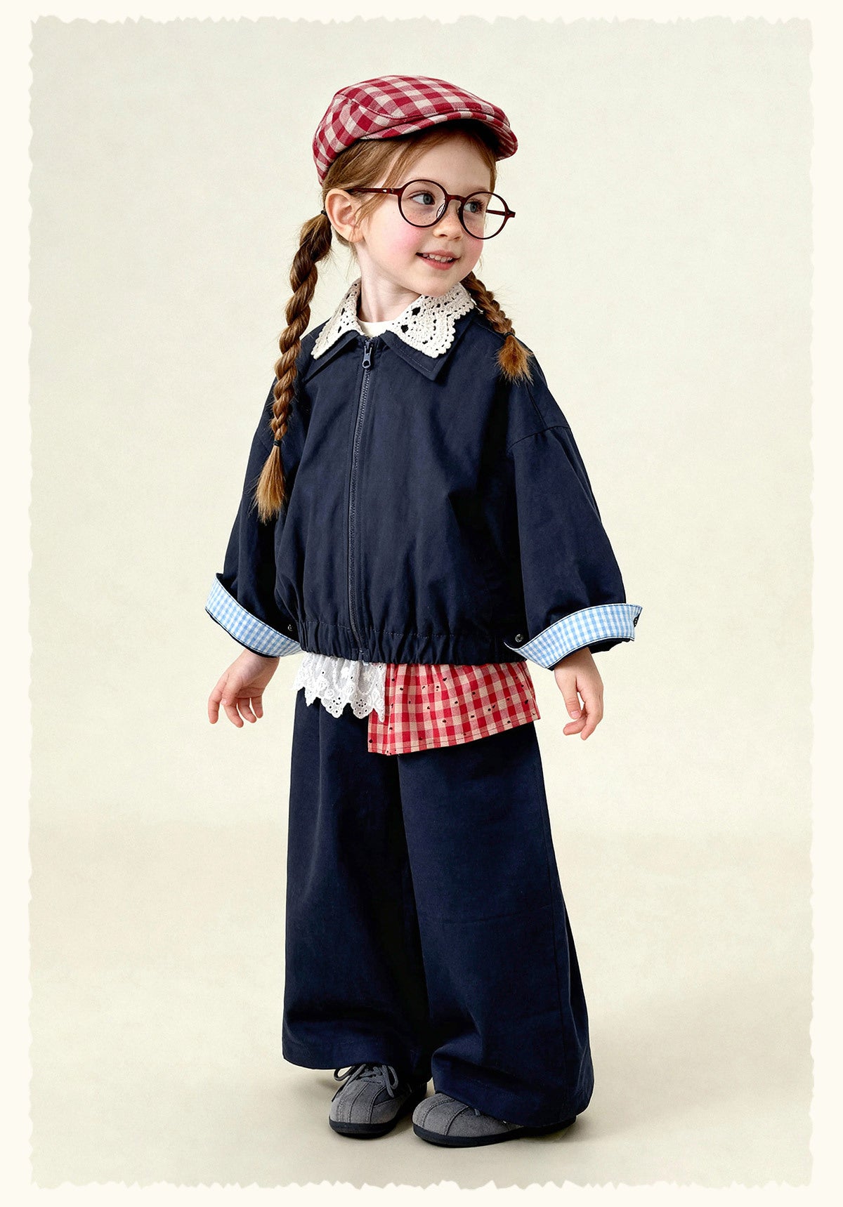 ショートコート・ジャケット・ジャンパー Patchwork Check Retro Loose Jacket パッチワークチェック柄ジャケット【mh0011972】