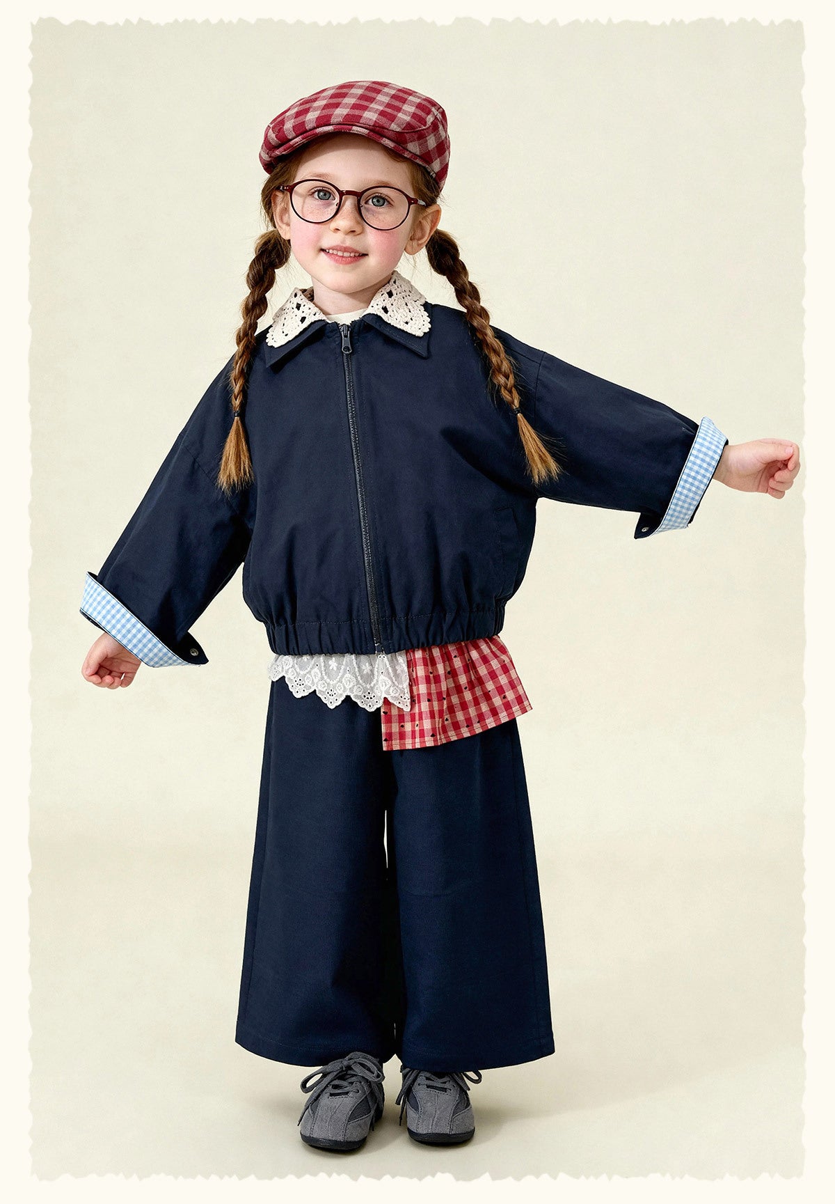 ショートコート・ジャケット・ジャンパー Patchwork Check Retro Loose Jacket パッチワークチェック柄ジャケット【mh0011972】