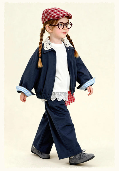 ショートコート・ジャケット・ジャンパー Patchwork Check Retro Loose Jacket パッチワークチェック柄ジャケット【mh0011972】