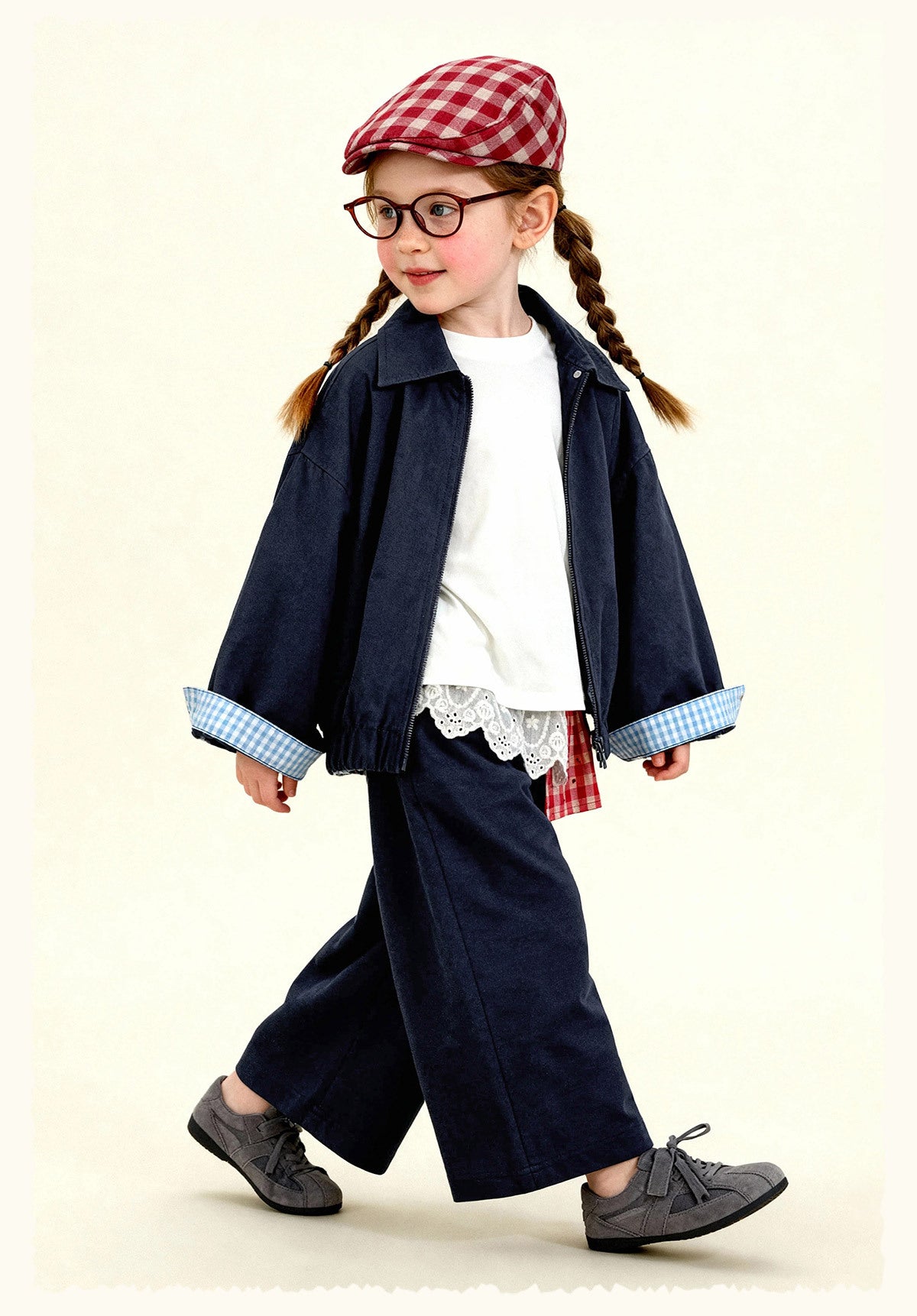 ショートコート・ジャケット・ジャンパー Patchwork Check Retro Loose Jacket パッチワークチェック柄ジャケット【mh0011972】