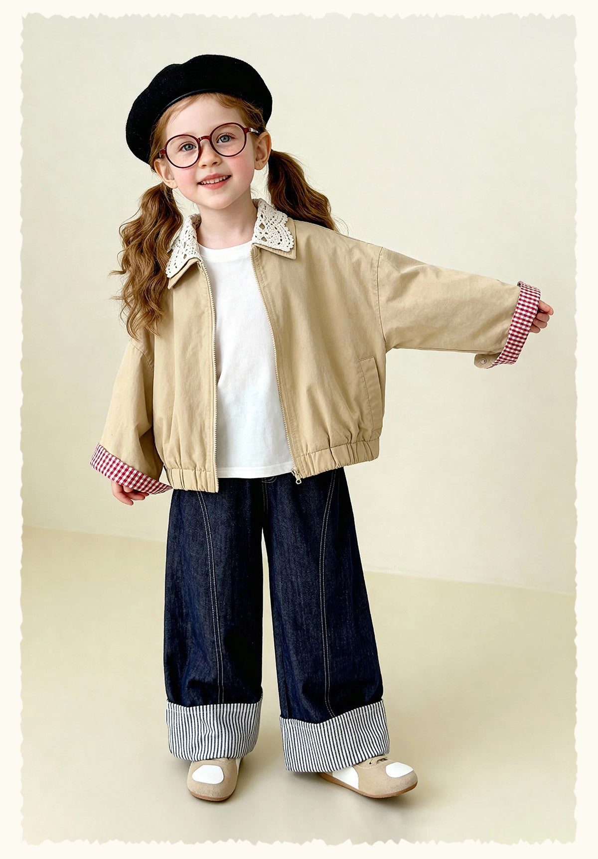 ショートコート・ジャケット・ジャンパー Patchwork Check Retro Loose Jacket パッチワークチェック柄ジャケット【mh0011972】