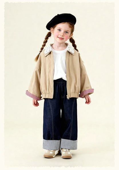 ショートコート・ジャケット・ジャンパー Patchwork Check Retro Loose Jacket パッチワークチェック柄ジャケット【mh0011972】