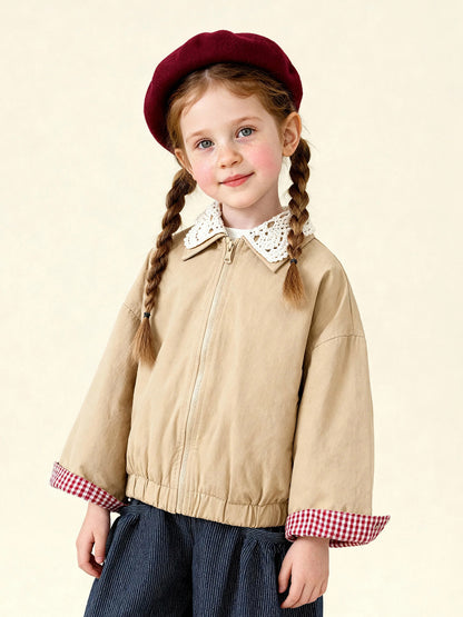 ショートコート・ジャケット・ジャンパー Patchwork Check Retro Loose Jacket パッチワークチェック柄ジャケット【mh0011972】