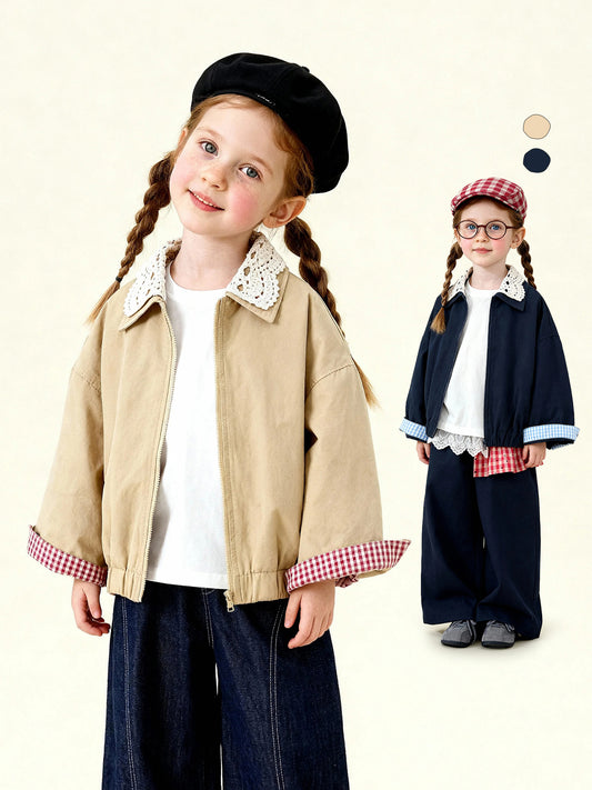 ショートコート・ジャケット・ジャンパー Patchwork Check Retro Loose Jacket パッチワークチェック柄ジャケット【mh0011972】