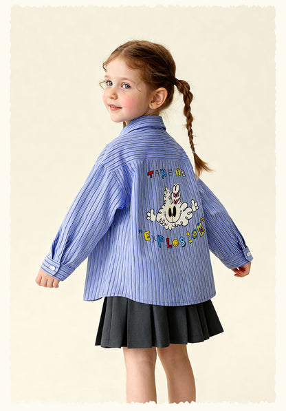 長袖シャツ・ブラウス Striped Stand Collar Loose Shirt ストライプ柄スタンドカラーシャツ【mh0011981】