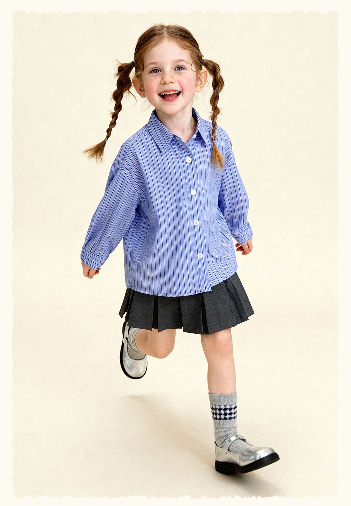 長袖シャツ・ブラウス Striped Stand Collar Loose Shirt ストライプ柄スタンドカラーシャツ【mh0011981】