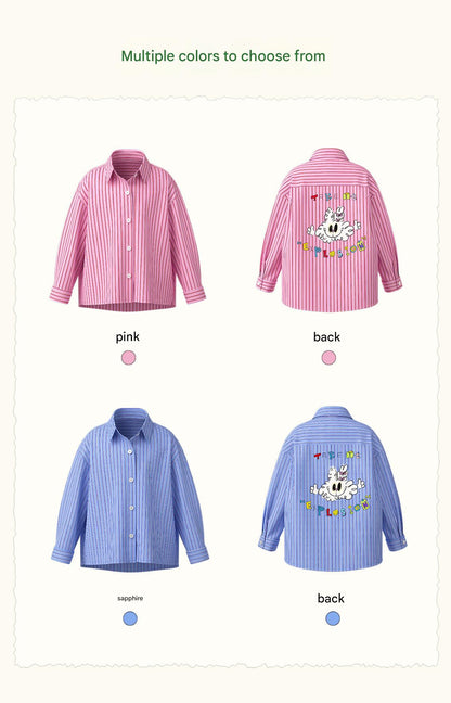 長袖シャツ・ブラウス Striped Stand Collar Loose Shirt ストライプ柄スタンドカラーシャツ【mh0011981】