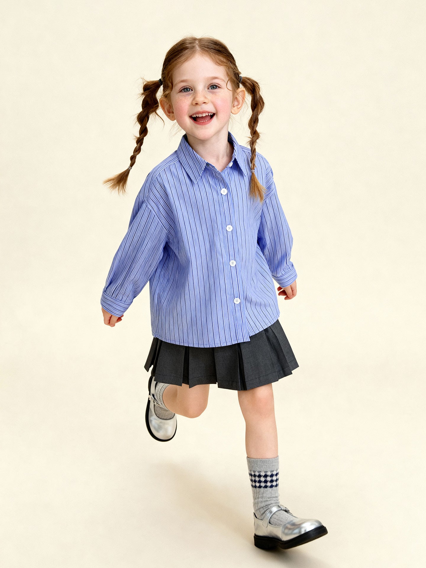 長袖シャツ・ブラウス Striped Stand Collar Loose Shirt ストライプ柄スタンドカラーシャツ【mh0011981】