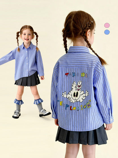 長袖シャツ・ブラウス Striped Stand Collar Loose Shirt ストライプ柄スタンドカラーシャツ【mh0011981】