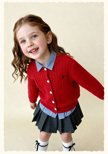 カーディガン・パーカー Versatile Cable Crew Neck Cardigan ケーブル編みニットカーディガン【mh0011982】