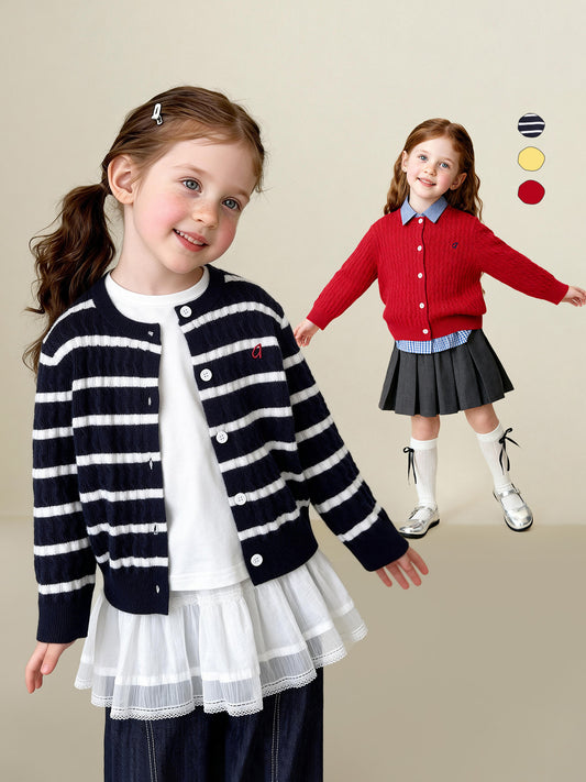 カーディガン・パーカー Versatile Cable Crew Neck Cardigan ケーブル編みニットカーディガン【mh0011982】