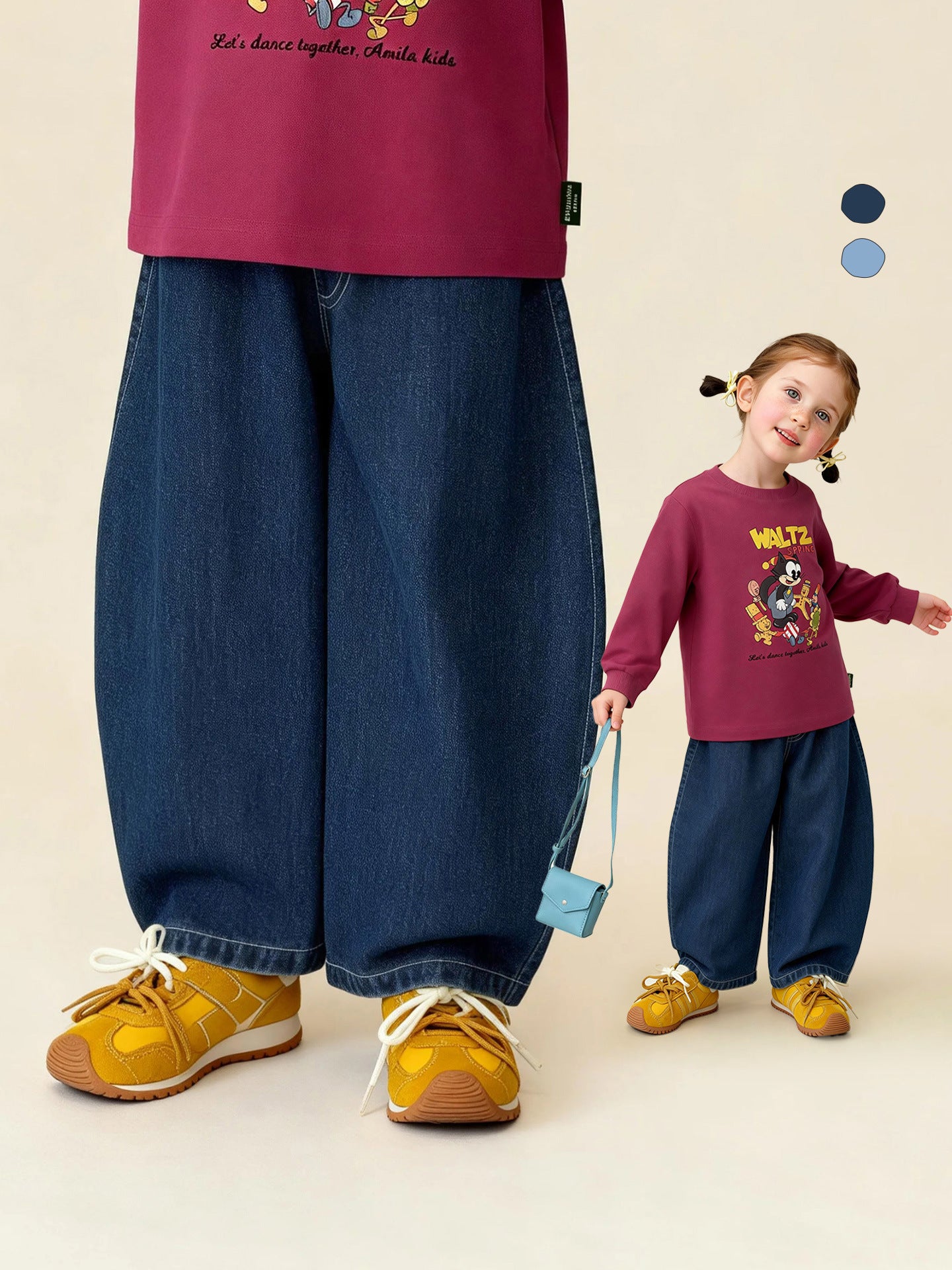 デニムパンツ Versatile Loose Wide Leg Jeans ゆったりワイドデニムパンツ【mh0011980】