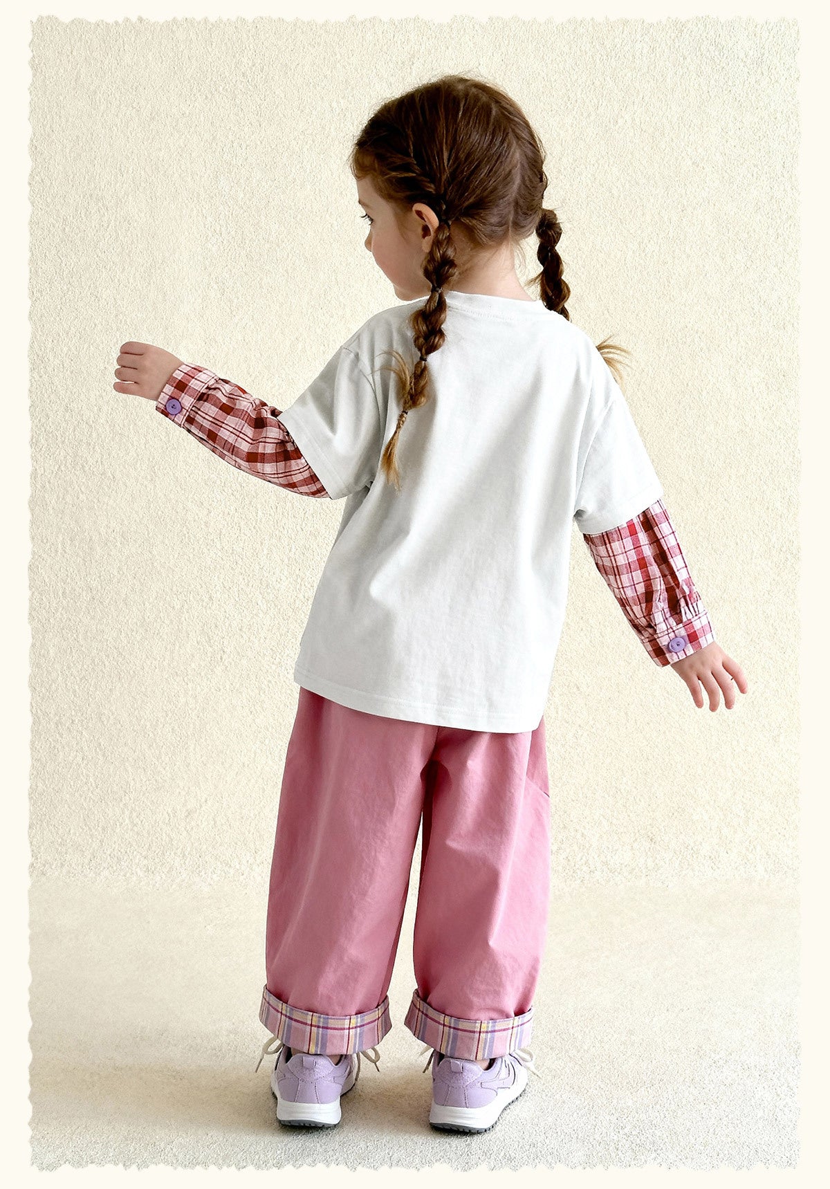 長袖Tシャツ Antibacterial Fake Two Cartoon T-Shirt 抗菌レイヤード風プリントTシャツ【mh0011975】