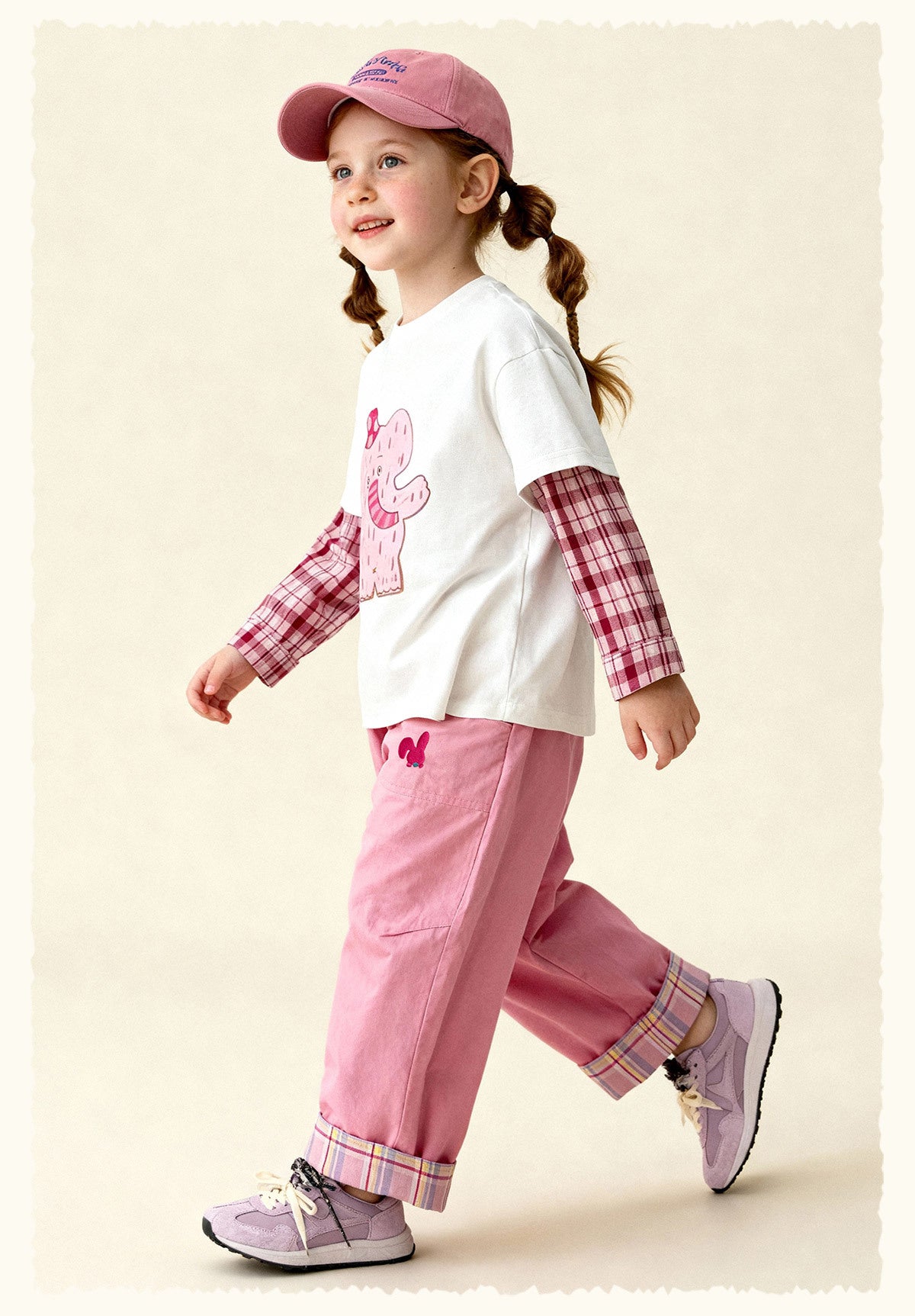 長袖Tシャツ Antibacterial Fake Two Cartoon T-Shirt 抗菌レイヤード風プリントTシャツ【mh0011975】