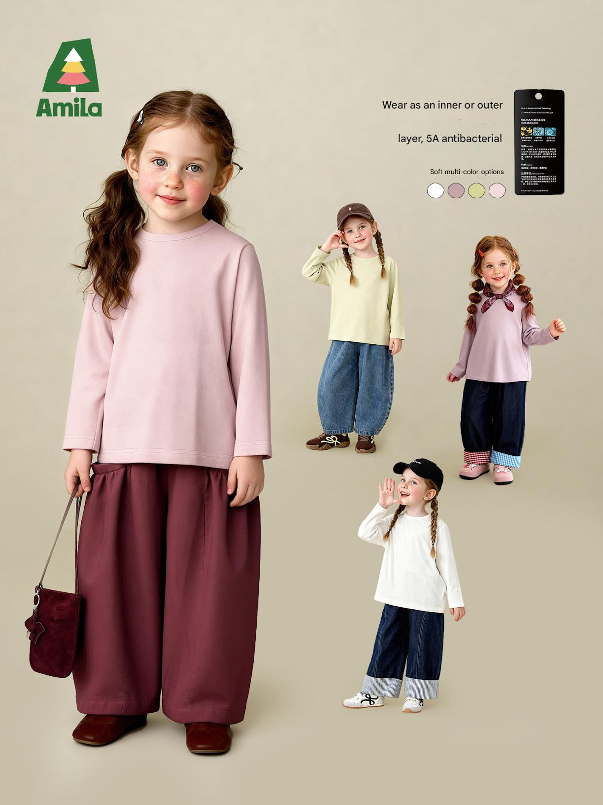 長袖Tシャツ Antibacterial Solid Crew Neck T-Shirt 抗菌シンプル長袖Tシャツ【mh0011977】