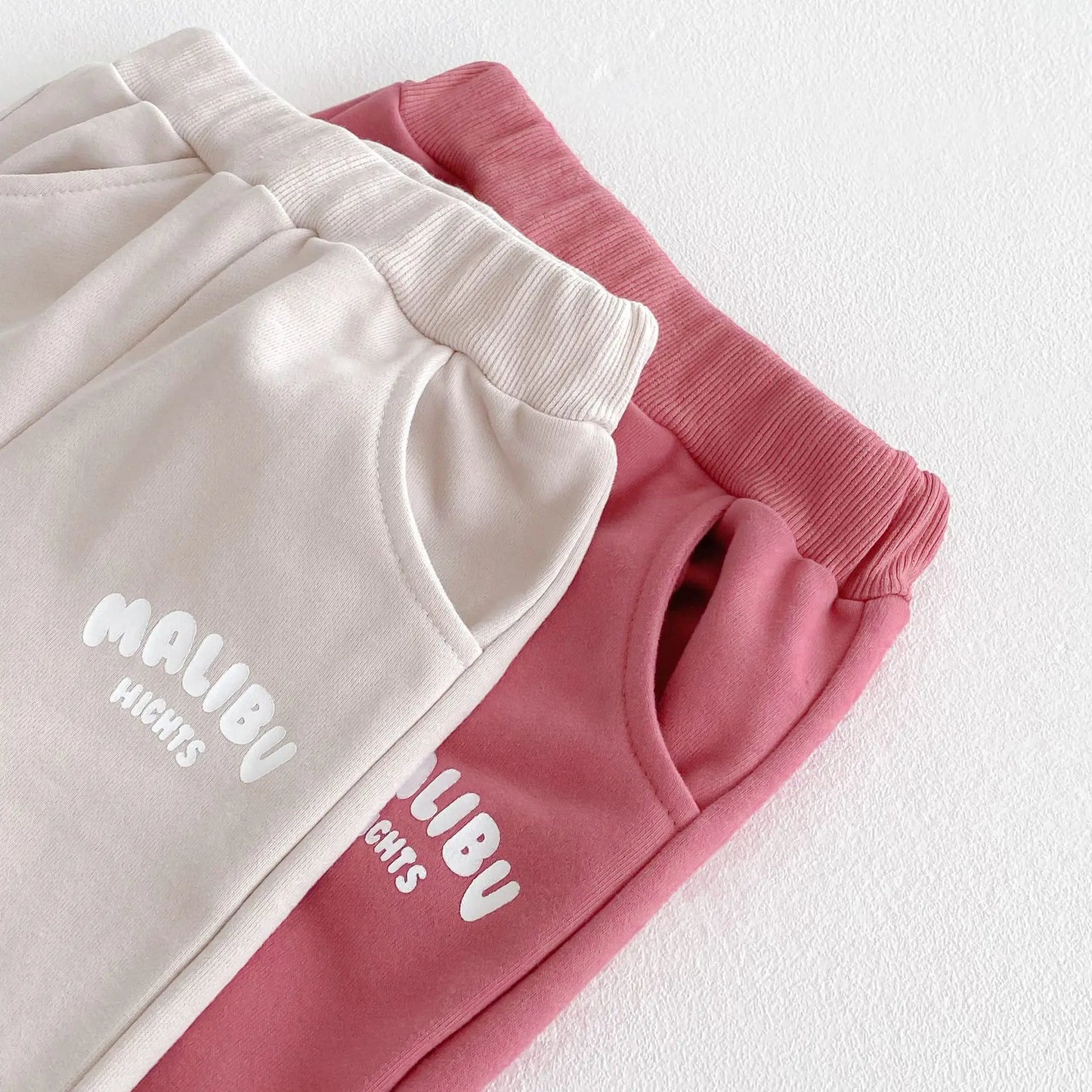 長袖セットアップ キッズセットアップ 2点セット MALIBUレターロゴプリント長袖スウェットシャツ+ロングスウェットパンツ【mh0008807】