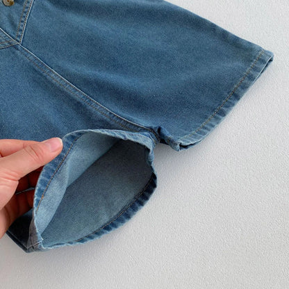 オーバーオール キッズオーバーオール デニム ショート サスペンダーパンツ サロペット ジャンプスーツ 2カラー【mh0005243】