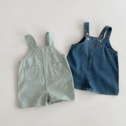オーバーオール キッズオーバーオール デニム ショート サスペンダーパンツ サロペット ジャンプスーツ 2カラー【mh0005243】