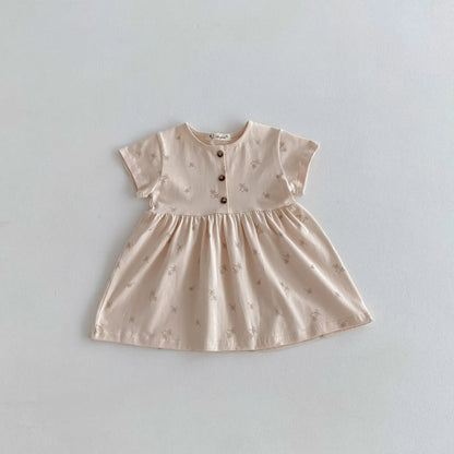 半袖ワンピース キッズワンピース 半袖サマーワンピース フラワー小花柄プリント 2カラー【mh0005569】