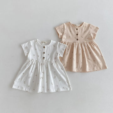 半袖ワンピース キッズワンピース 半袖サマーワンピース フラワー小花柄プリント 2カラー【mh0005569】