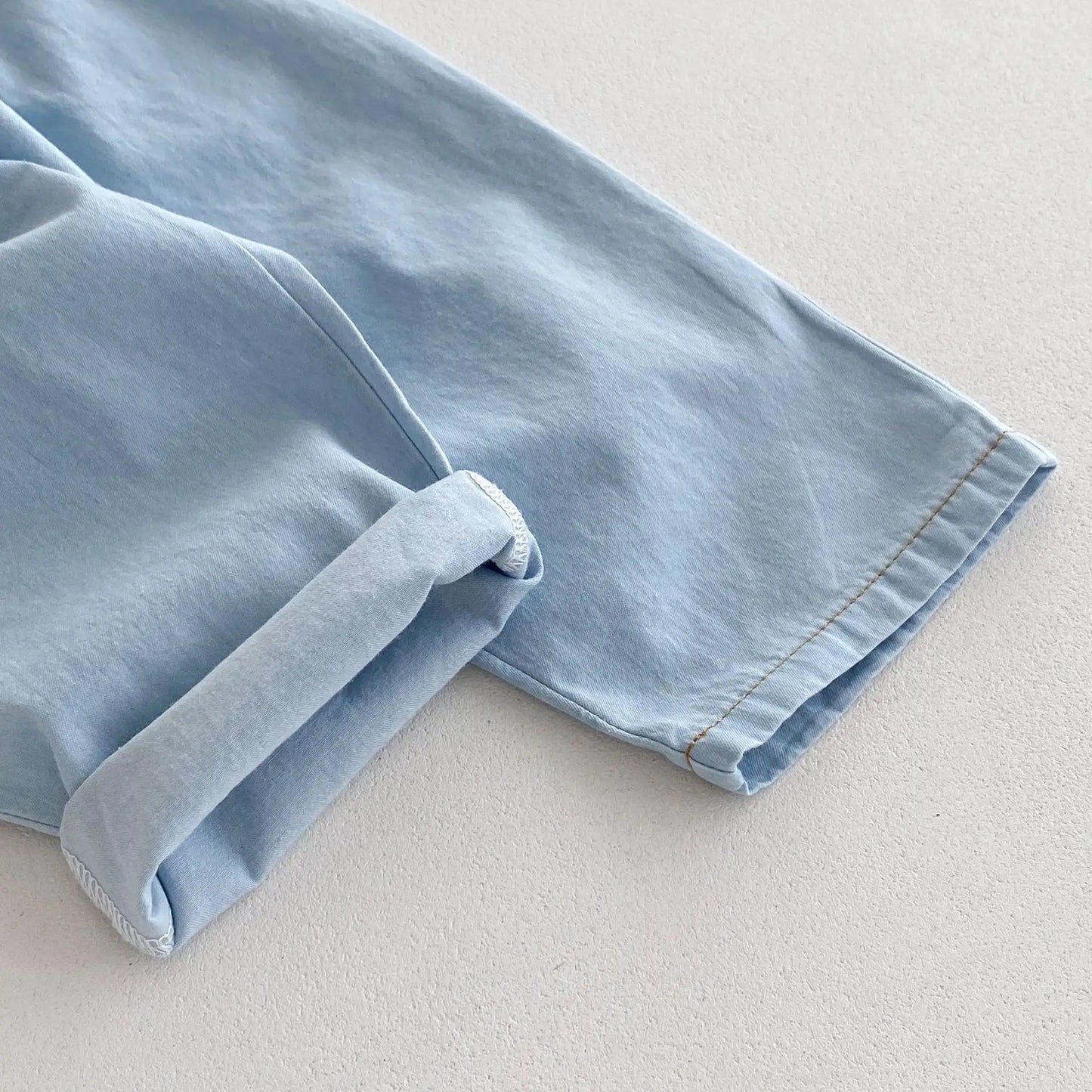 ノースリーブセットアップ キッズセットアップ 2点セット ノースリーブブラウス+ロングパンツ デニム ライトブルー【mh0006316】