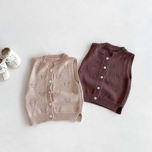 ベスト キッズベスト レースニット 前あきベスト 2カラー【mh0006661】