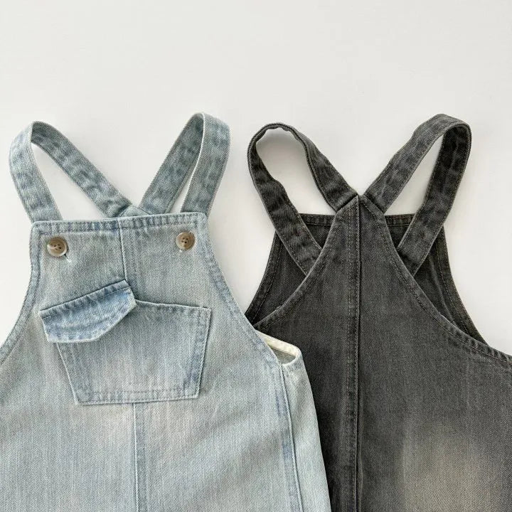 オーバーオール キッズオーバーオール ポケットデニムサスペンダーパンツ 2カラー【mh0006822】