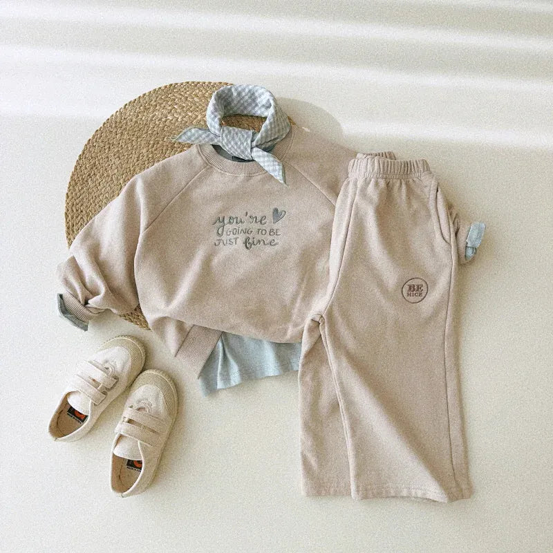 トレーナー・フーディ キッズトップス ハートレターロゴ刺繍長袖スウェットシャツトレーナー 2カラー【mh0006846】