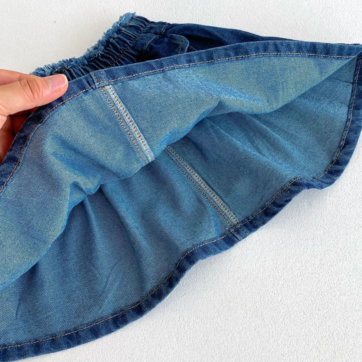 長袖セットアップ キッズセットアップ 2点セット デニム長袖シャツ+ポケットアクセントデニムスカート【mh0006981】