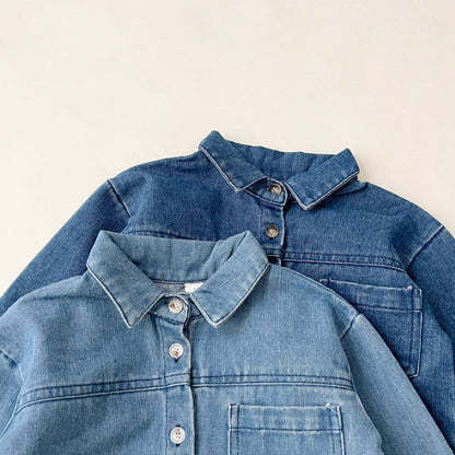 長袖セットアップ デニム長袖シャツ+ロングパンツセットアップ 2点セット【mh0010660】