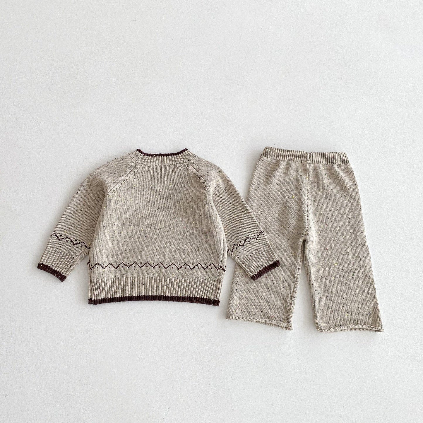 長袖セットアップ 長袖ニットセータートップス+ニットロングパンツセットアップ 2点セット【mh0010665】