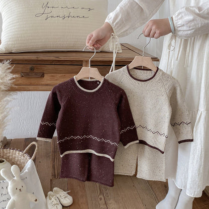 長袖セットアップ 長袖ニットセータートップス+ニットロングパンツセットアップ 2点セット【mh0010665】