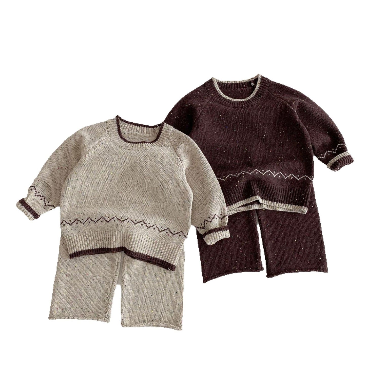 長袖セットアップ 長袖ニットセータートップス+ニットロングパンツセットアップ 2点セット【mh0010665】