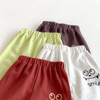 長袖セットアップ スマイルフェイスプリント長袖スウェットシャツ+ロングスウェットパンツセットアップ 2点セット【mh0010676】